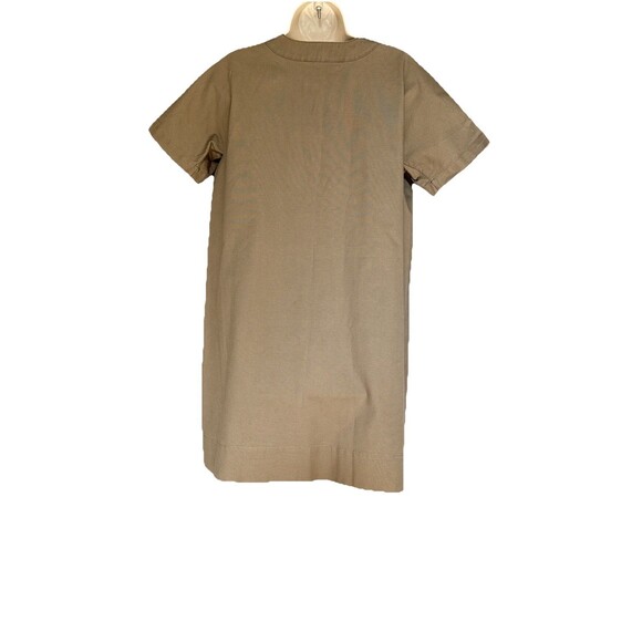 Ann Mashburn Size M Shift Dress Military Green Minimalist Cotton Blend Lace Up - Picture 2 of 8